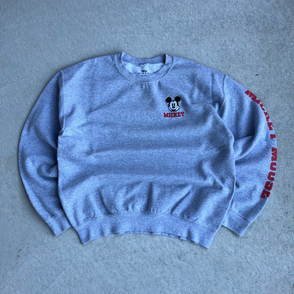 Disney Gray Crewneck Sweater with Mickey Mouse